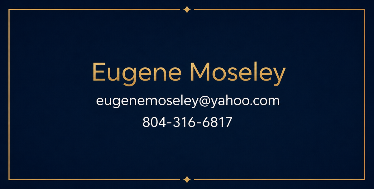 Contact card with Eugene Moseley's email address and phone number
